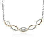Sterling Silver Rose Gold Plated Cubic Zirconia Twisted Necklace